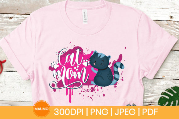 Cat Mom Sublimation Design Graphics and Print Templates