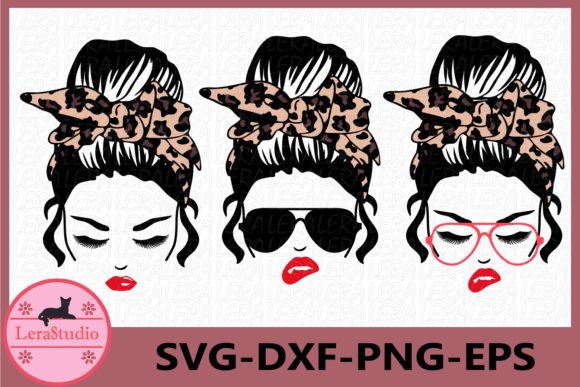 Messy Bun Bandana Leopard, Mom Life Graphics and Illustrations Review