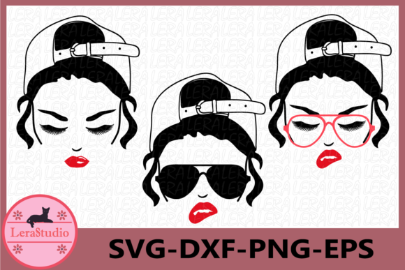 Messy Bun, Girl in a Cap Mom Life Graphics and Illustrations