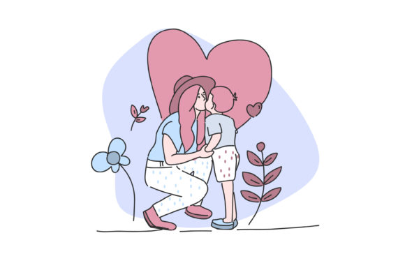 Sweet Mom Kiss Her Son Clipart Graphics and Illustrations Review